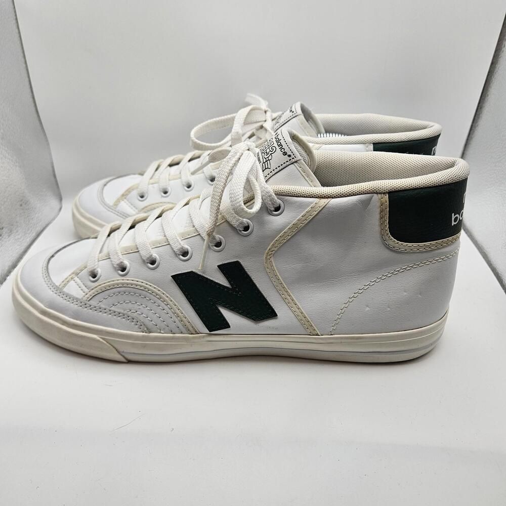 New Balance Numeric 213 Mid Top Green White Leather Sneakers Mens Size 11 READ - Picture 2 of 9